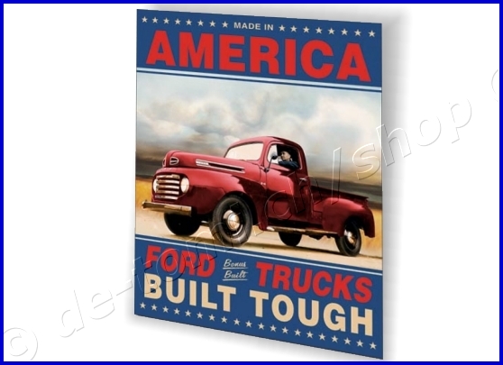 PLAQUE FORD TRUCKS BUILT TOUGH (30x40cm)